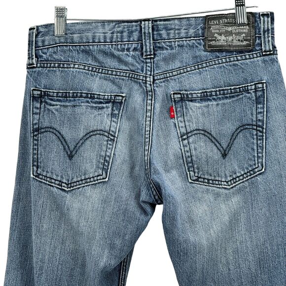 Levi's 514 Men Blue Straight Slim Jeans W32 L32 Red Tab 5 Pocket Zip 100% Cotton - Picture 5 of 10